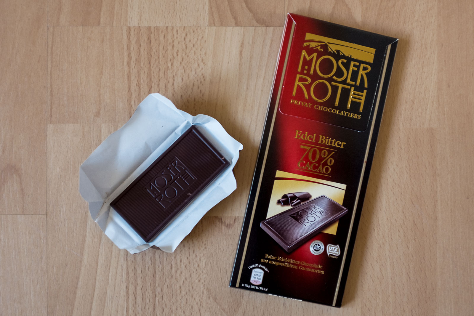 Moser Roth Edel Bitter 70% Kakao für vegane Schoko Crossies